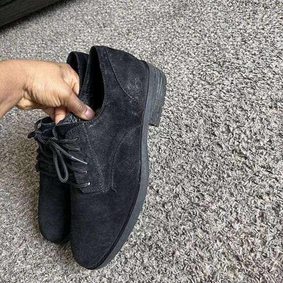 BORN Herman Black Distressed Suede Leather Oxfod Shoe Men’s 11 M Comfort - Picture 7 of 12